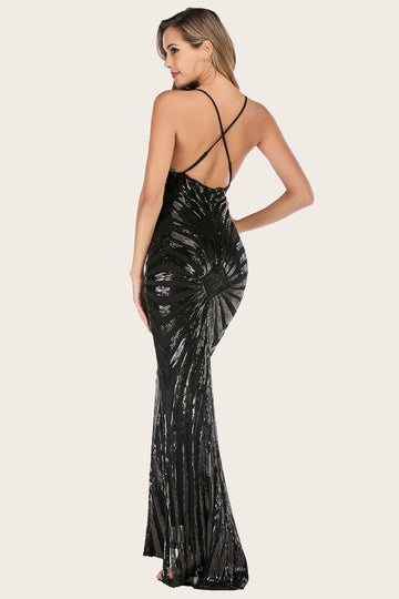 Vestido de baile longo de sereia preta